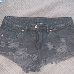 Black/gray ripped denim short- US 2.